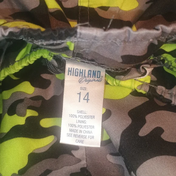 Camo fatigue highlighter gray and black boys lined swim trunks highland org 14 - Picture 5 of 5